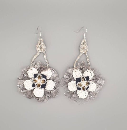 Casual chic large floral crochet earrings