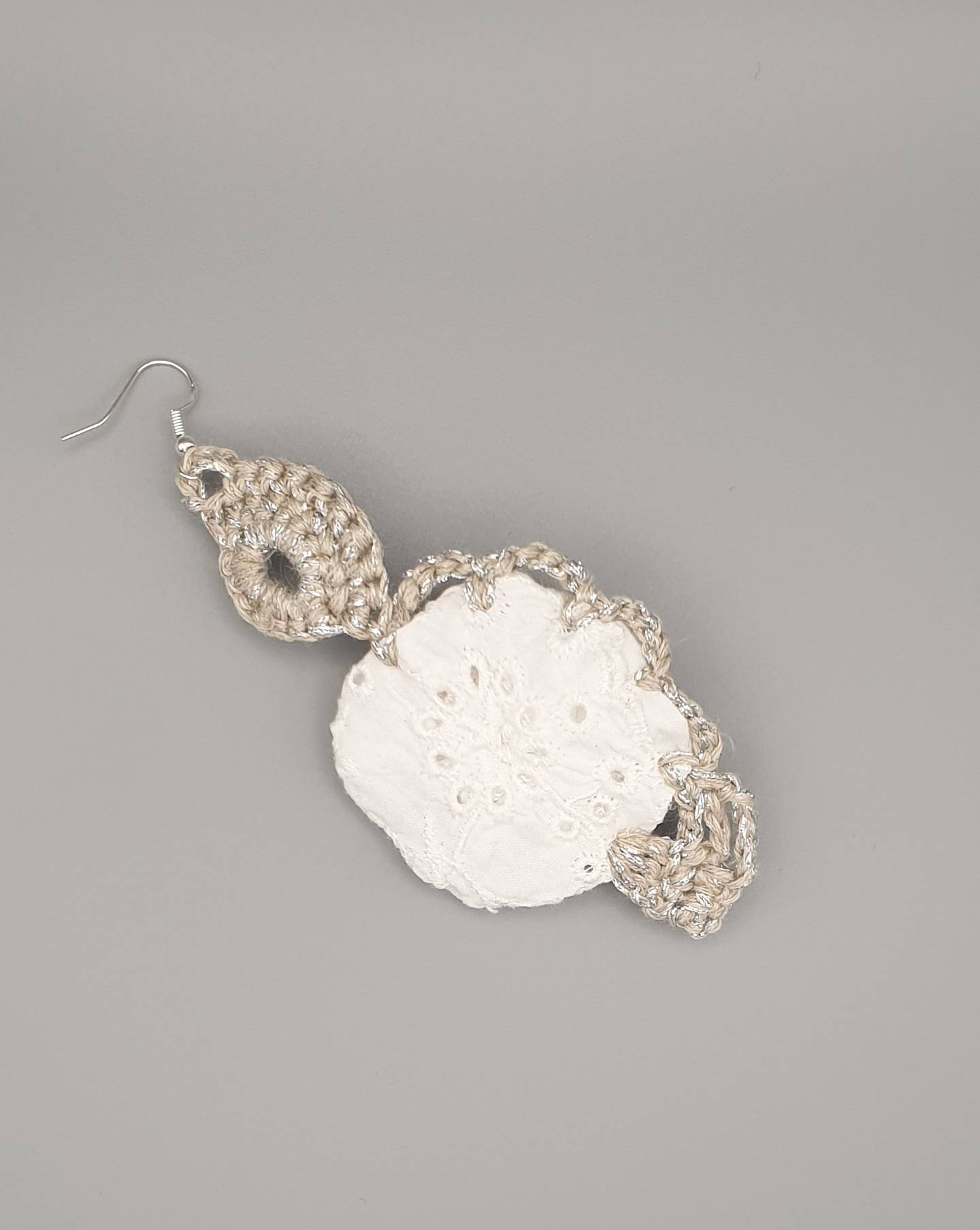 Long floral statement crochet earrings